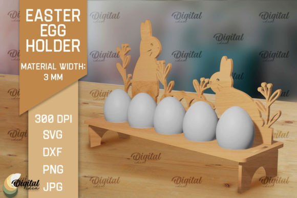 3D Bunny Easter Egg Holder Laser Cut SVG: Creative Designs