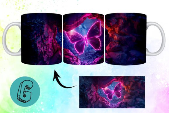 3D Fantasy Butterfly Mug Wrap Break 05: A Digital Art Asset