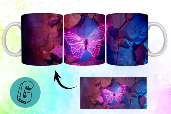 3D Fantasy Butterfly Mug Wrap Break 19: Creative Design Asset