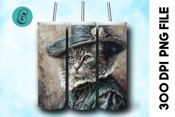 3D Oil Paint Elegant Cat Tumbler Wrap 25