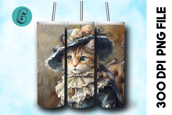 3D Oil Paint Elegant Cat Tumbler Wrap 38: A Premium Design Asset