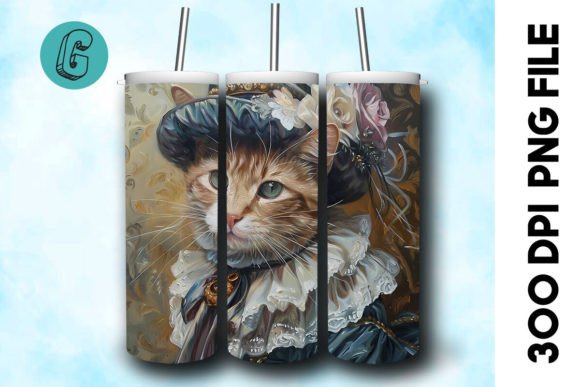 3D Oil Paint Elegant Cat Tumbler Wrap