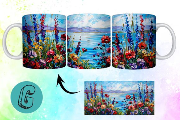 3D Oil Paint Floral Garden Mug Wrap 11