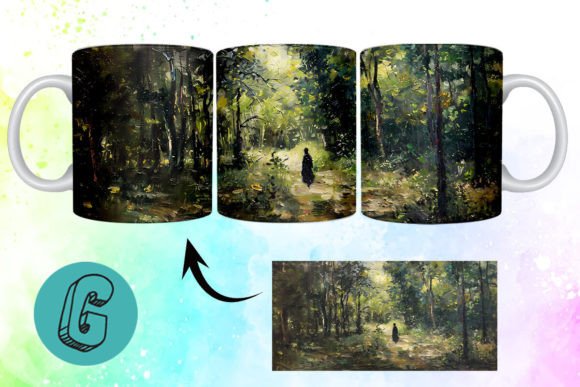 3D Oil Paint Forest Garden Mug Wrap 14
