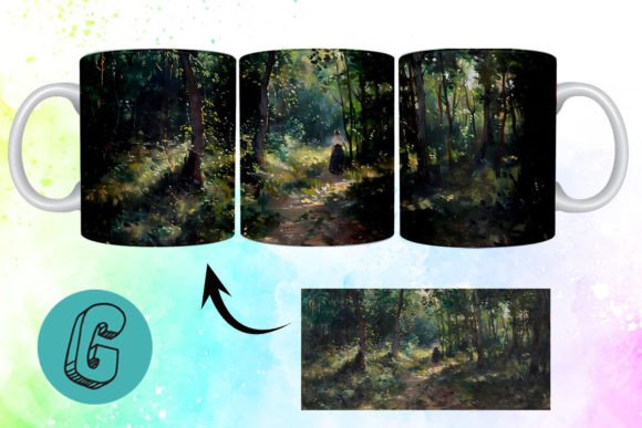 3D Oil Paint Forest Garden Mug Wrap 20