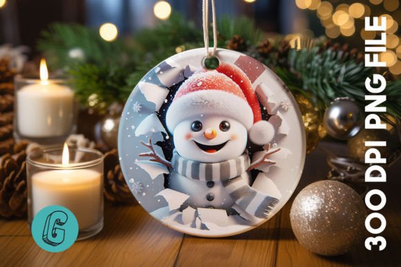 3D Snowman Christmas Ornament Back: A High-Quality Digital Download