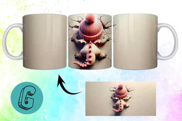 3D Valentine Dragon Mug Wrap: A Unique Design Asset