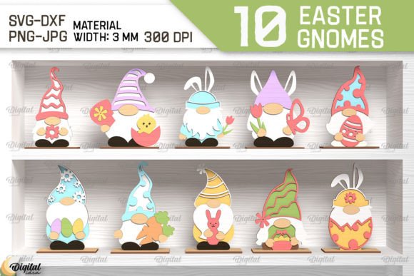 Charming Easter Decor with 3D Gnomes Laser Cut Designs