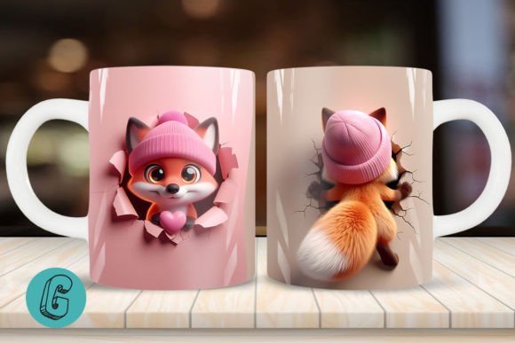 Charming Fox Valentine Mug Wrap for DIY Creations