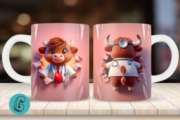 Charming Highland Cow Mug Wrap for Creative Projects
