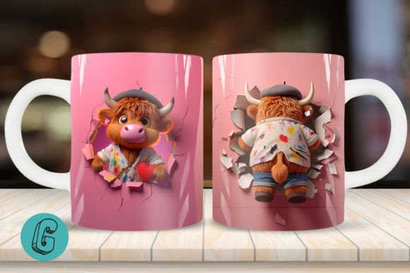 Charming Highland Cow Mug Wrap for Creative Projects