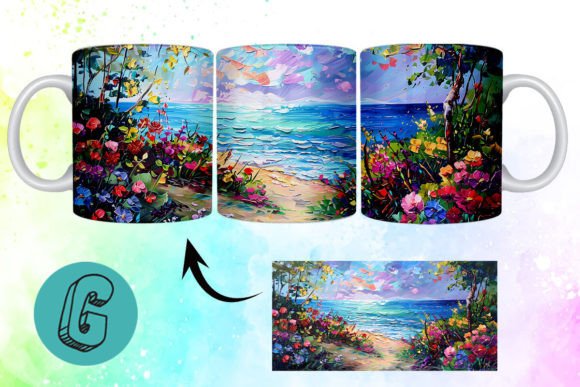 Create Beautiful Designs with 3D Oil Paint Floral Garden Mug Wrap 02