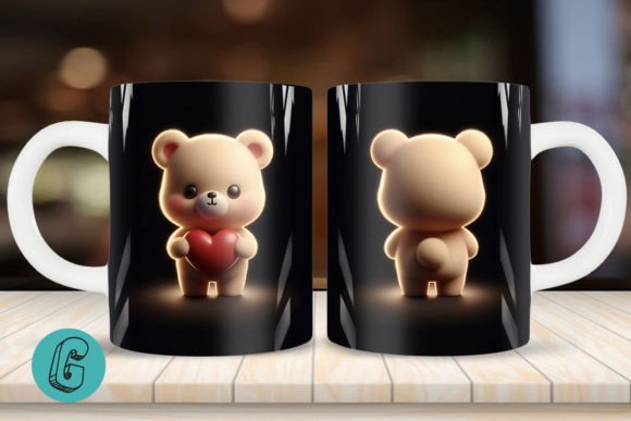 Cute Bear 2 Sided 3D Mug Wrap Set (02)