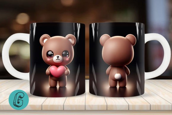 Cute Bear 2 Sided 3D Mug Wrap Set (13)