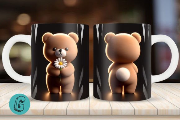 Cute Bear 2 Sided 3D Mug Wrap Set (19)