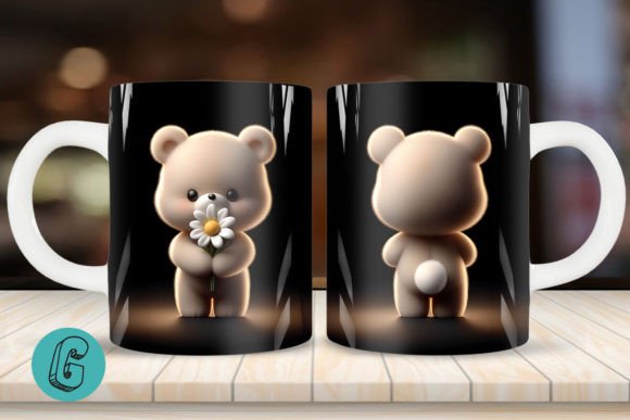 Cute Bear 2 Sided 3D Mug Wrap Set: DIY Creative Projects
