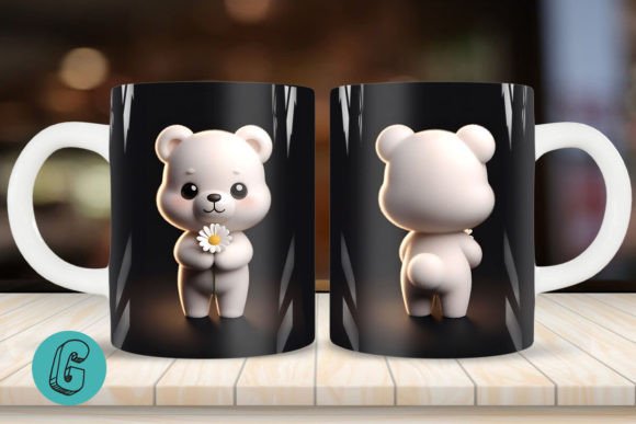 Cute Bear 3D Mug Wrap: Perfect for DIY Projects