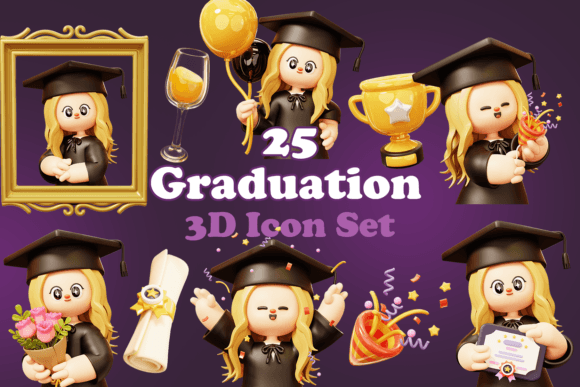 Graduation 3D Icon Pack: Creative Assets for Your Designs