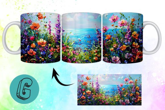 Stunning 3D Floral Mug Wrap for Creative Projects