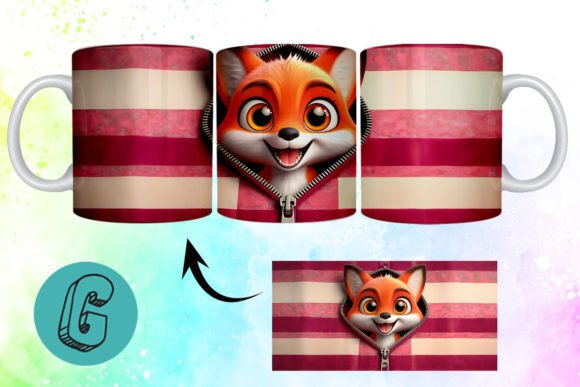 Valentine Cute Fox 3D Mug Wrap Design