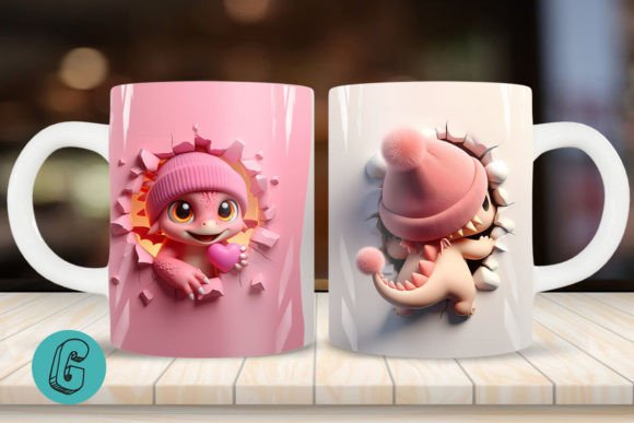 Valentine Dragon 3D Mug Wrap: A Premium Design Asset