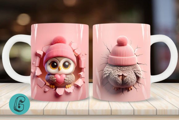 Valentine Owl 3D Mug Wrap 2 Side (11)