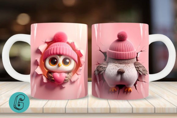 Valentine Owl 3D Mug Wrap 2 Side (15)